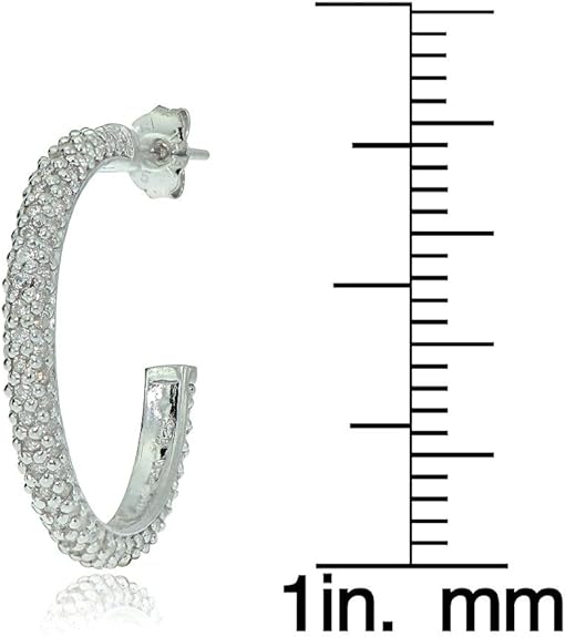 Amazon.com: Sterling Silver Cubic Zirconia Half Round Hoop